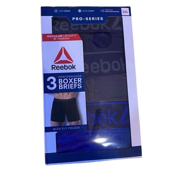 Reebok performance boxer briefs size 2XL 6” inseam package of 3 - Picture 1 of 2